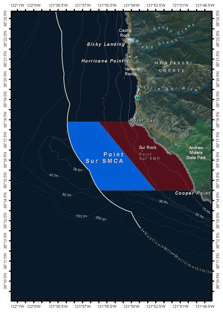 Map of Point Sur State Marine Conservation Area - click to enlarge in new tab